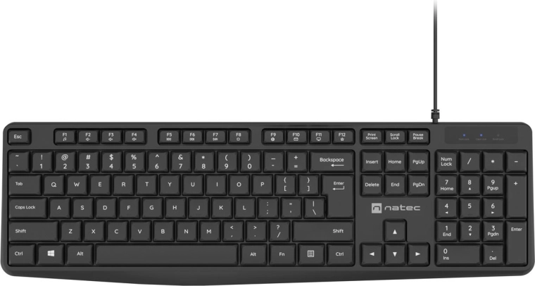Natec Nautilus slank bedraad US-toetsenbord, zwart