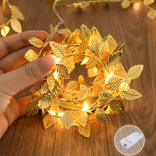 Lichtsnoer met gouden blaadjes 2 m