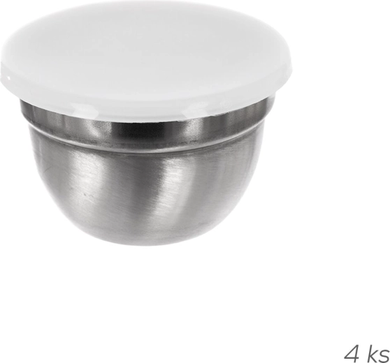 Set roestvrijstalen sausbakjes met kunststof deksels 8 cm, 4 stuks