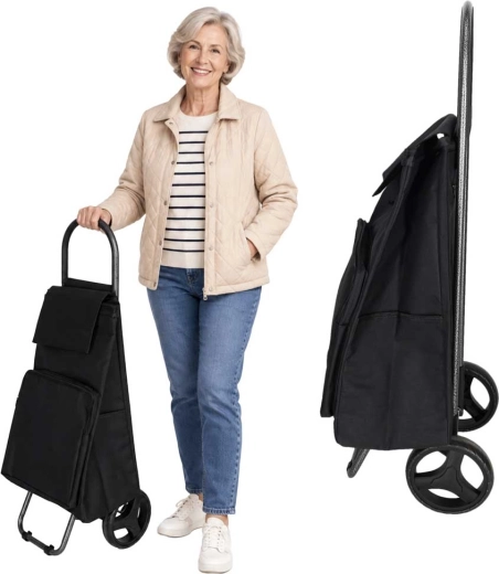 Boodschappentrolley met thermovak, zwart