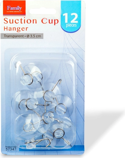 Transparante haak met zuignap 3,5 cm, set van 12 stuks
