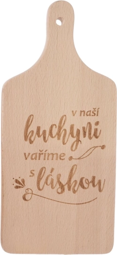 Houten keukenplank met opschrift „in onze keuken“ 14 × 30 cm