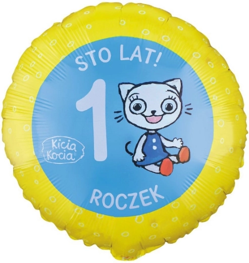 Fólieballon Kicia Kocia cijfer 1 (46 cm)