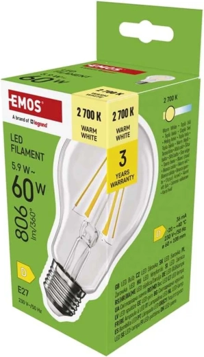 LED-filamentlamp A60 E27 5,9 W 806 lm warm wit