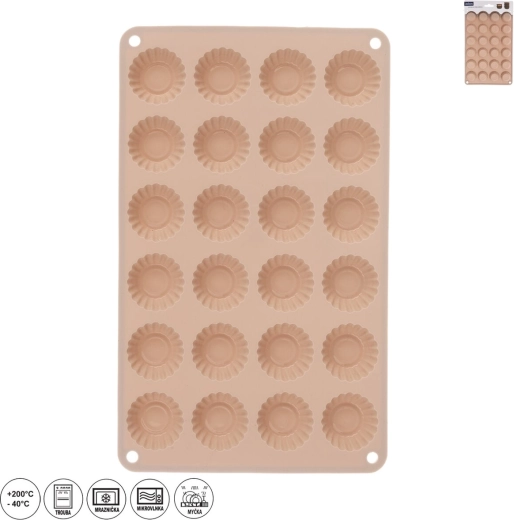 Siliconen vorm voor mini taartjes 24 stuks beige