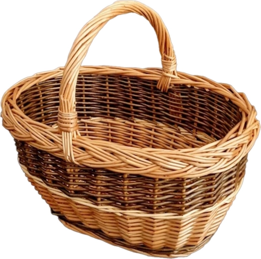 Ovale rieten mand voor paddenstoelen 38 × 30 × 36 cm, gelakt