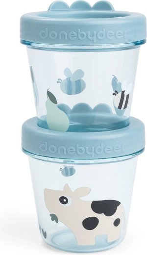 Done by Deer doosjes voor babyvoeding Tiny farm blauw 2 stuks