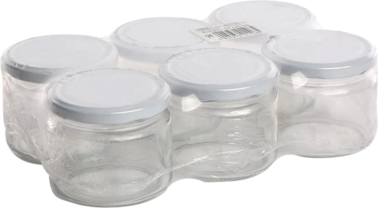 Set van 6 weckpotten 330 ml met witte deksel