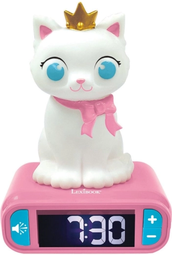 Kinderwekker met nachtelijk 3D-licht Kat LEXIBOOK