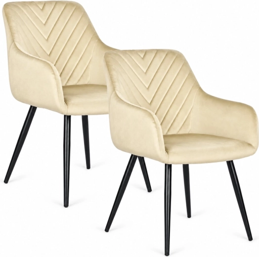 Set van 2 gestoffeerde fluwelen stoelen ModernHome donkergrijs