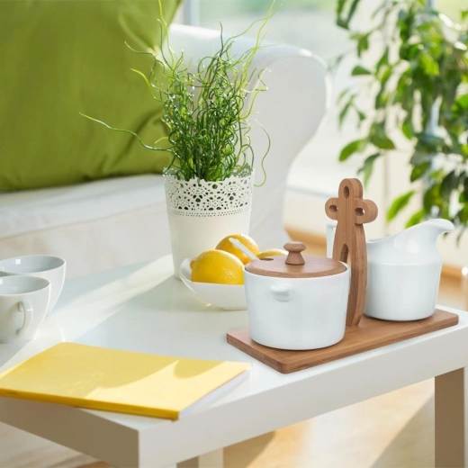 Hoogwaardig porselein en natuurlijk bamboe