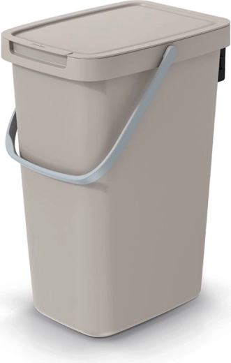 Afvalbak Systema Q Collect met deksel 12 l lichtbruin