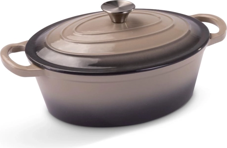 Lamart ovale gietijzeren pan met deksel 28 × 22 cm