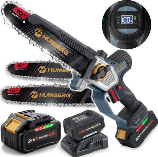 Accu-kettingsnoeizaag Humberg HM-437 21 V 4,0 Ah (geleiderails 8" en 10")