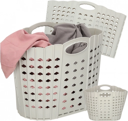 Opvouwbare wasmand met handgrepen, grijs