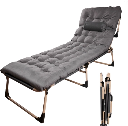 Luaro opvouwbaar kampeer-/veldbed met matras 193 cm lichtgrijs