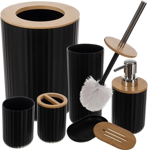 Set van 6 badkameraccessoires Ruhhy – zwart