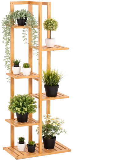 Bamboe bloemenstandaard met 6 niveaus 40 × 21 × 122 cm