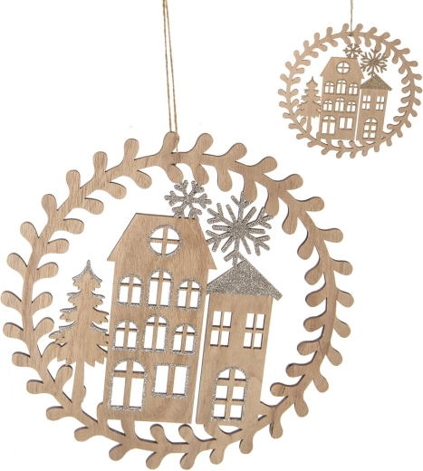 Hangende houten krans bruin 30 cm