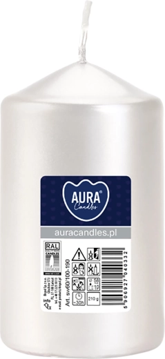 Metallic glanzend witte cilindervormige kaars 5,8 × 10 cm