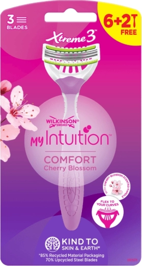 Wegwerpscheermes voor dames WILKINSON Xtreme3 Intuition Comfort Cherry Blossom, 8 stuks