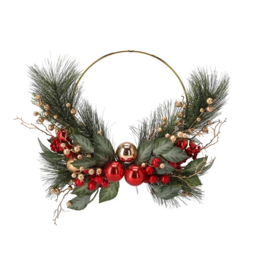 Kerstkrans rood-goud 60 × 38 × 10 cm - 1 stuk