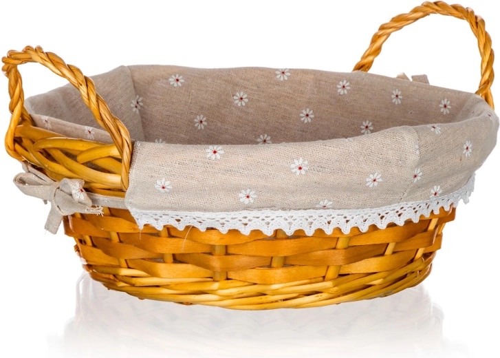 Rieten ronde mand met handvatten DAISY 30 × 12 cm