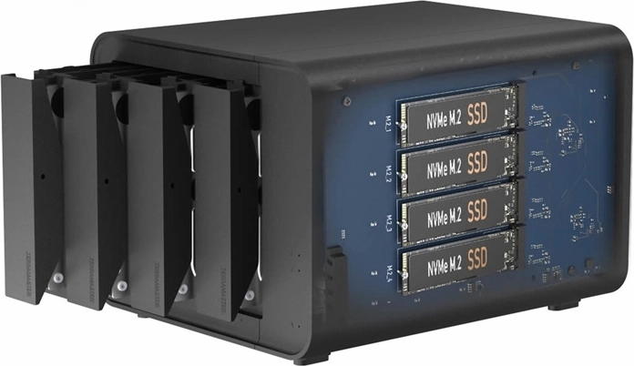 TerraMaster D8 Hybrid externe DAS-schijfbehuizing voor 8 schijven (4× SATA + 4× M.2 NVMe)