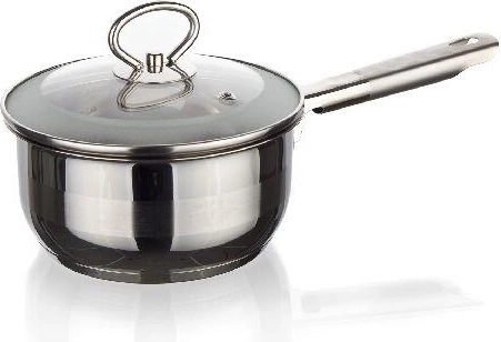 RVS steelpannetje 14 cm met glazen deksel MATTE New Line, 0,9 l, geschikt voor inductie