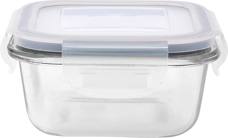 Glazen vierkante voedseldoos met klikdeksel 0,3 l