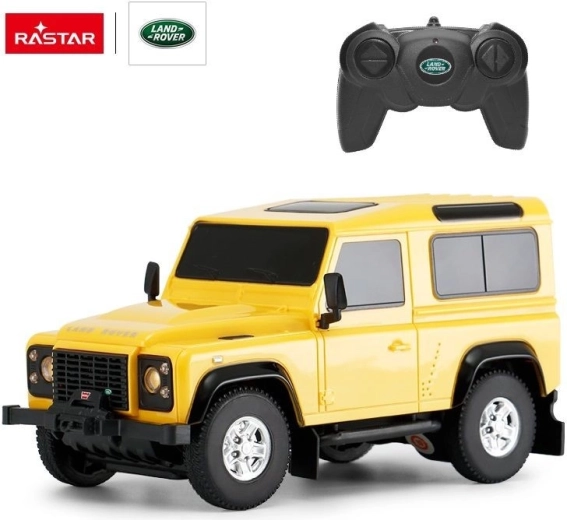 Op afstand bestuurbare Land Rover Defender R/C op schaal 1:24 – Geel