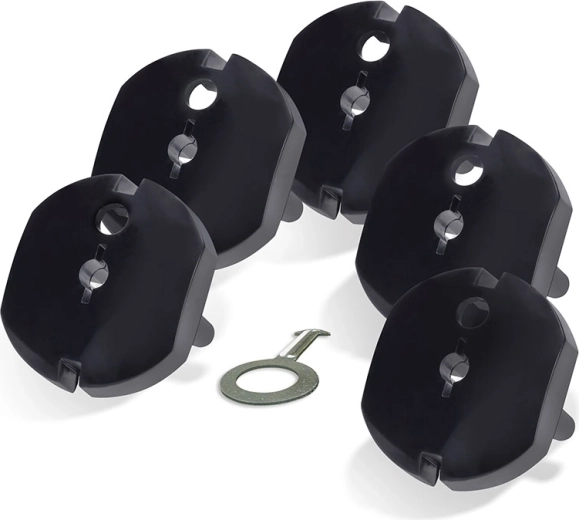 Solight veiligheidsafdekplaatjes voor stopcontact 230 V, zwart, 5 stuks + sleuteltje
