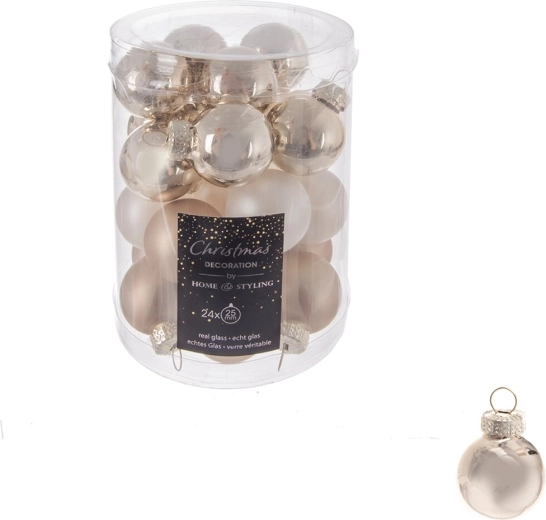 Glazen kerstballen goud 2,5 cm (24 stuks)
