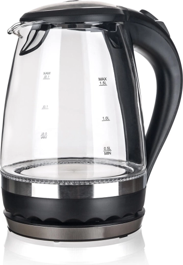 Waterkoker Shady 1,5 l van glas met LED-verlichting zwart