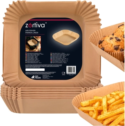 Zortiva papieren inzetvellen voor heteluchtfriteuse 23 × 23 cm, 100 stuks