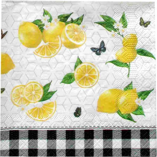 Servetten met citroenenmotief 3-laags 33 × 33 cm