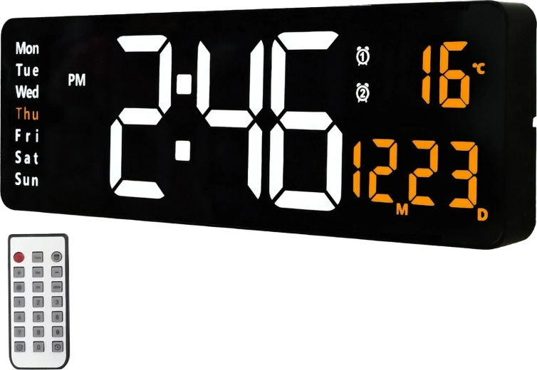 LED digitale wandklok XXL 39 cm RENEW FORCE met afstandsbediening