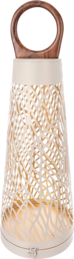 Kandelaar Cone in beige-gouden uitvoering met houten element 67 cm