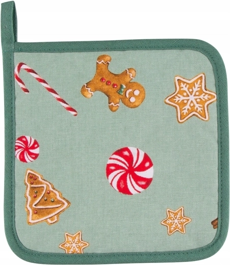 Katoenen keukenpannenlap en onderzetter 18 × 18 cm – koekjesmotief