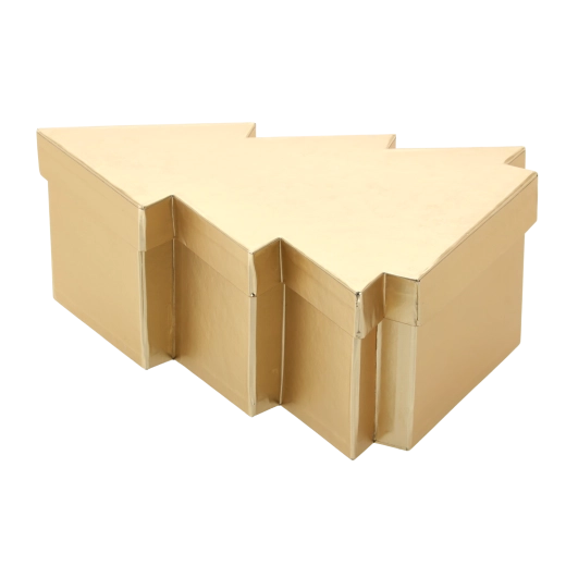 Gouden kerstcadeaudoos in de vorm van een kerstboom 28 × 22 × 10,5 cm - 1 stuk