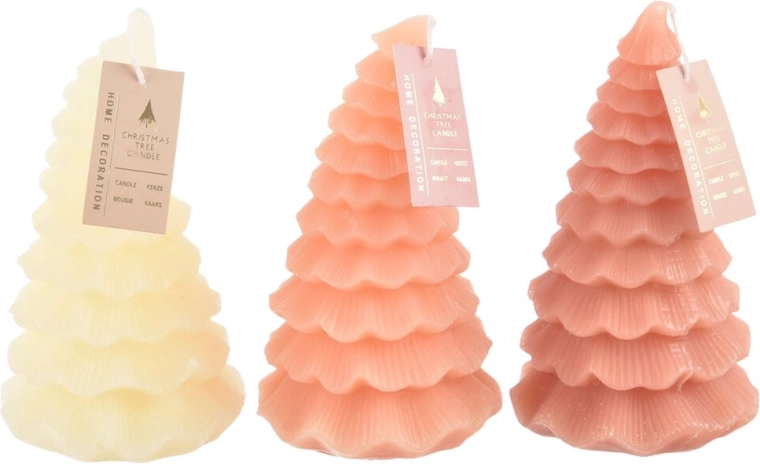 Decoratieve kaars in de vorm van een kerstboom 18 cm (3 varianten)