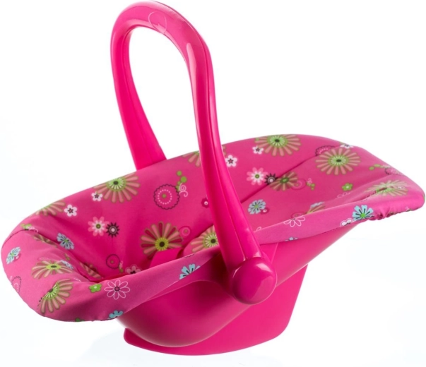 Teddies draagzak en autostoeltje voor poppen met bloemenbekleding