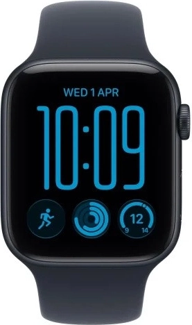 Apple Watch SE 3 GPS 40 mm met aluminium behuizing in middernacht en donkerblauwe sportband S/M