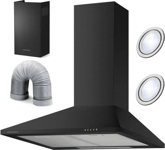 Schoorsteenafzuigkap voor de keuken 60 cm Berdsen BT-214 zwart
