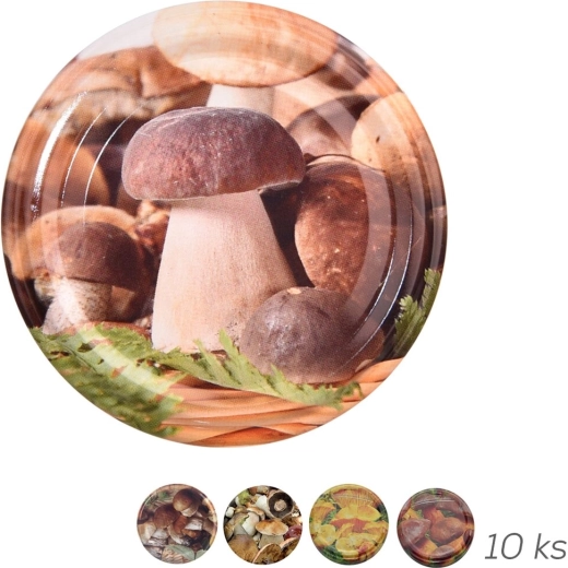 Metalen inmaakdeksel Bio 66 paddenstoelen 10 stuks