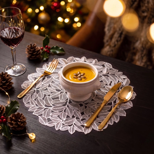 Gouden ronde placemat met metallic effect – Zilverkleurig