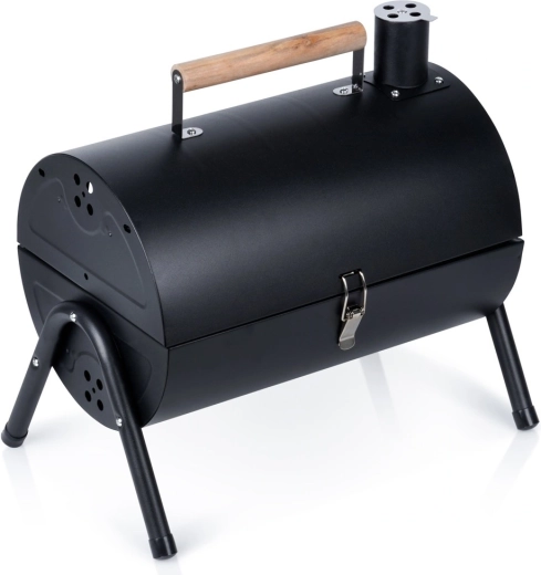 Vilde draagbare stalen houtskoolbarbecue met schoorsteen en dubbel rooster 41 × 25 × 38 cm
