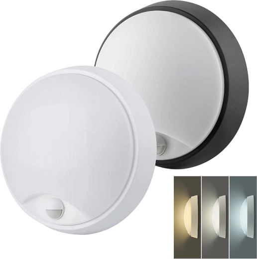 Solight LED-buitenverlichting met bewegingssensor en CCT-keuze, 15/18/20 W, 1800 lm, 22 cm, zwart/wit