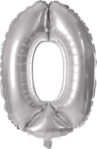 Folieballon TORO cijfer 0 30 cm – Zilver