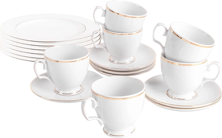 Koffieservies MariaPaula Klasyka Gouden lijn 18-delig voor 6 personen